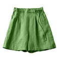 thumbnail image 1 of Charella Linen Shorts for Women Summer Wide Leg Button Tie Front Elastic Waist Short Pants with Pockets (2XL, Green), 1 of 3
