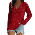 thumbnail image 1 of Charella Long Sleeve Shirts for Women Fashion Printed Crew Neck Tunic Shirts Casual Loose Fit Basic Tee (M, Wine), 1 of 4