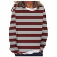 thumbnail image 1 of Charella Long Sleeve Shirts for Women Fashion Striped Crew Nack Oversized Tee Casual Tops Loose Fit Blouses (L, Gray), 1 of 4