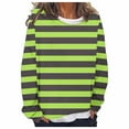 thumbnail image 1 of Charella Long Sleeve Shirts for Women Fashion Striped Crew Nack Oversized Tee Casual Tops Loose Fit Blouses (M, Green), 1 of 4
