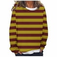 thumbnail image 1 of Charella Long Sleeve Shirts for Women Fashion Striped Crew Nack Oversized Tee Casual Tops Loose Fit Blouses (XL, Yellow), 1 of 4