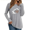 thumbnail image 1 of Charella Long Sleeve Shirts for Women Rugby Graphic Tee Loose Fit Crew Neck Ptinted Tops Soft Clothes (2XL, Gray 2), 1 of 6