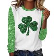 thumbnail image 1 of Charella Long Sleeve Shirts for Women St Patricks Day Shirt Crewneck T-shirts 2024 Trendy Bling Bling Tops,Green,L, 1 of 4