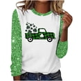 thumbnail image 1 of Charella Long Sleeve Shirts for Women St Patricks Day Shirt Crewneck T-shirts 2024 Trendy Bling Bling Tops,Green,S, 1 of 4
