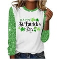 thumbnail image 1 of Charella Long Sleeve Shirts for Women St Patricks Day Shirt Crewneck T-shirts 2025 Trendy Bling Bling Tops,Green,XL, 1 of 4