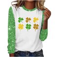thumbnail image 1 of Charella Long Sleeve Shirts for Women St Patricks Day Shirt Crewneck T-shirts 2024 Trendy Bling Bling Tops,Green,XL, 1 of 4