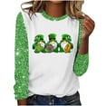 thumbnail image 1 of Charella Long Sleeve Shirts for Women St Patricks Day Shirt Crewneck T-shirts 2025 Trendy Bling Bling Tops,Green,XL, 1 of 4