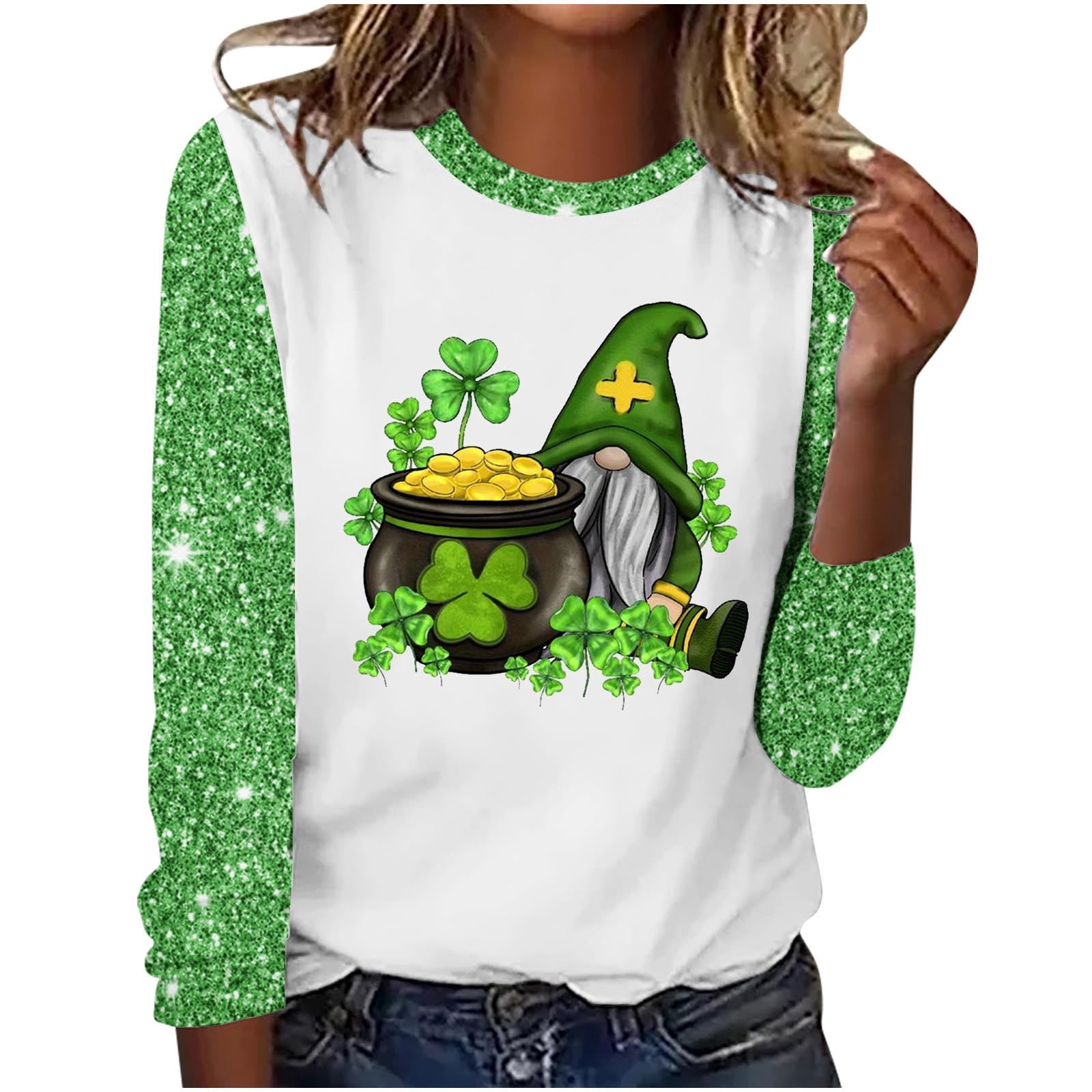 Charella Long Sleeve Shirts for Women St Patricks Day Shirt Crewneck T