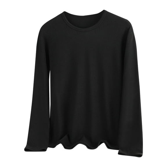 Charella Long Sleeve T Shirts for Women Solid Color Crew Neck Basic Tee Casual Loose Fit Tops Soft Tshirts (5XL, Black 1)