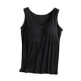 thumbnail image 1 of Charella Modal Cotton Tank Tops for Women with Shelf Bra Sleeveless Wide Strap Layer Padded Camisole Yoga Top S-4XL (3X-Large, Black 02), 1 of 4