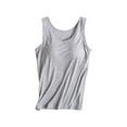 thumbnail image 1 of Charella Modal Cotton Tank Tops for Women with Shelf Bra Sleeveless Wide Strap Layer Padded Camisole Yoga Top S-4XL (3X-Large, Gray 02), 1 of 7