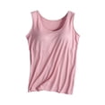 thumbnail image 1 of Charella Modal Cotton Tank Tops for Women with Shelf Bra Sleeveless Wide Strap Layer Padded Camisole Yoga Top S-4XL (3X-Large, Pink), 1 of 4