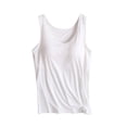thumbnail image 1 of Charella Modal Cotton Tank Tops for Women with Shelf Bra Sleeveless Wide Strap Layer Padded Camisole Yoga Top S-4XL (4X-Large, White 02), 1 of 4
