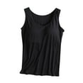 thumbnail image 1 of Charella Modal Cotton Tank Tops for Women with Shelf Bra Sleeveless Wide Strap Layer Padded Camisole Yoga Top S-4XL (Large, Black 02), 1 of 4