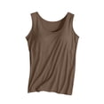 thumbnail image 1 of Charella Modal Cotton Tank Tops for Women with Shelf Bra Sleeveless Wide Strap Layer Padded Camisole Yoga Top S-4XL (Large, Khaki), 1 of 3