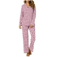 thumbnail image 1 of Charella Pajamas for Women Button Front Shirt and Pants Loungewear Set Pink,8, 1 of 6