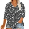 thumbnail image 1 of Charella Plus Size Tops for Women 3/4 Sleeve V Neck Button Floral Shirts Business Dressy Blouses Loose Tees (4XL, Multicolor 3), 1 of 4