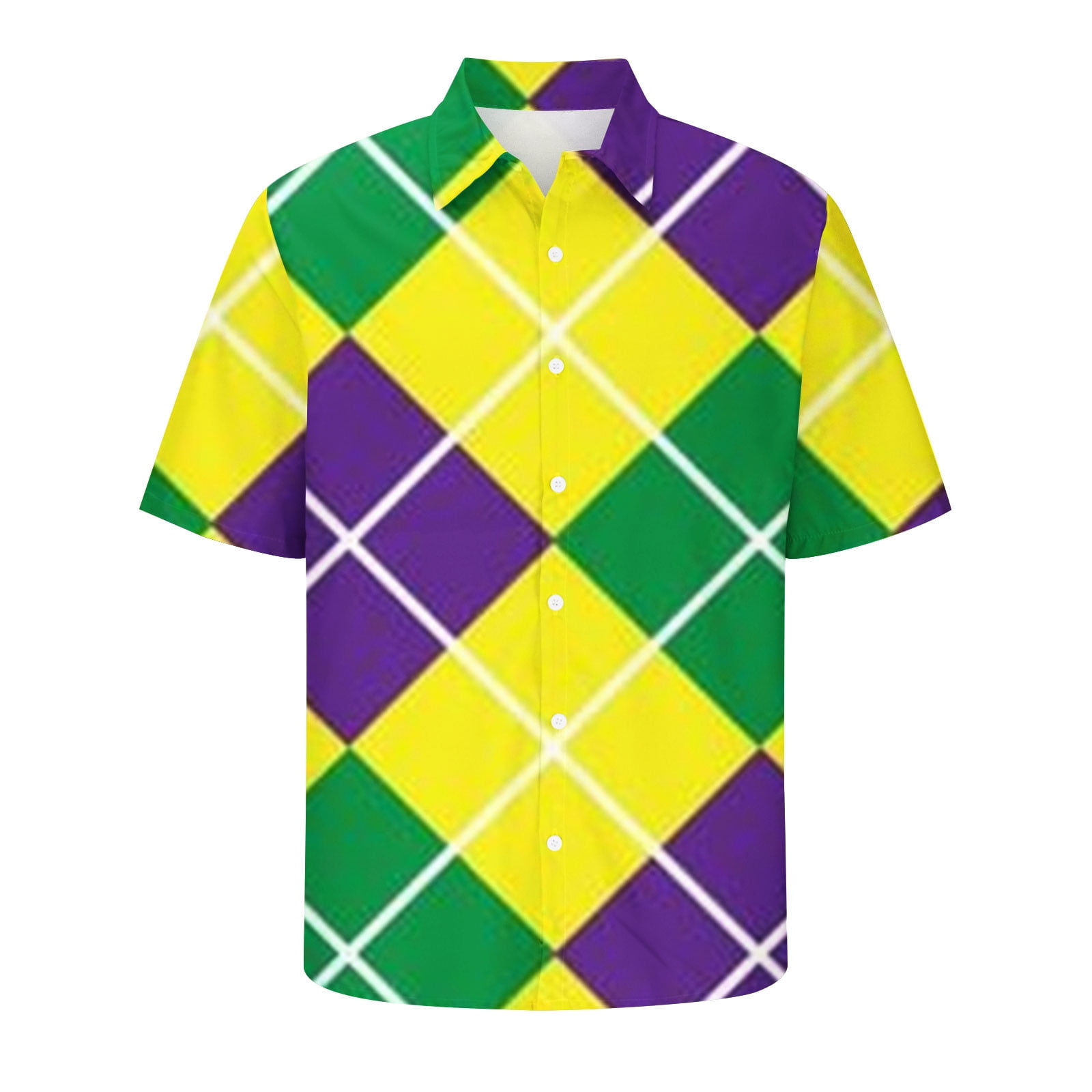 Charella Polo Shirts for Men Mardi Gras Print Lapel T-shirts 2024 ...
