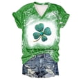 thumbnail image 1 of Charella Short Sleeve Shirts for Women St Patricks Day Decorations V-Neck Tops 2024 Gifts for Her,Green,L, 1 of 2