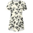 thumbnail image 1 of Charella Summer Tops for Women Asymmetrical Button Hem Crew Neck Shirts Casual Short Sleeve Tee Loose Fit Clothes (L, Khaki), 1 of 4