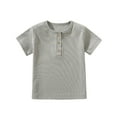thumbnail image 1 of Charella T-Shirt for Girls Boys Short Sleeve Crew Neck Button up Tee Casual Loose Fit Soft Cotton Tops (5 Years, Gray), 1 of 4