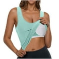 thumbnail image 1 of Charella Tank Top Built in Bra Women Sleeveless Scoop Neck Padded Workout Yoga Tanks Casual Summer Clothes (2XL, Green 1), 1 of 7