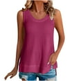 thumbnail image 1 of Charella Tank Top for Women Waffle Summer Solid Color Crewneck Sleeveless Tops 2025,Hot Pink,XXL, 1 of 5
