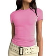 thumbnail image 1 of Charella Valentines Day Shirts for Women Alphabetic Short Sleeve Round Neck Tee Tops Pink,12, 1 of 5