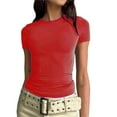 thumbnail image 1 of Charella Valentines Day Shirts for Women Alphabetic Short Sleeve Round Neck Tee Tops Red,8, 1 of 5