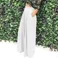 thumbnail image 1 of Charella Wide Leg Pants for Women Fashion Casual Full-Length Loose Pants Solid High Waist Trousers Long Straight Wide Leg Pants White,XL, 1 of 5