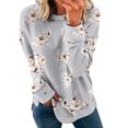 thumbnail image 1 of Charella Women Sweatshirts Trendy Graphic Long Sleeve Pull Over Shirts Round Neck Loose Pullover Blouse (Gray S), 1 of 6