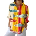 thumbnail image 1 of Charella Women's Button down Shirts Fashion Cute Printed Long Sleeve Collar Tops Casual Loose Fit Blouses (2XL, Orange 1), 1 of 5
