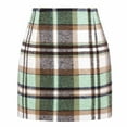 thumbnail image 1 of Charella Women's Casual Check Print High Waist Tight Pencil Skirt Green,L, 1 of 5