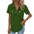 thumbnail image 1 of Charella Women's Fashion Tops Half Zip Turn down Collar Short Sleeve T Shirts Summer Casual Loose Fit Comfy Clothes (M, Green), 1 of 6