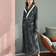 thumbnail image 1 of Charella Women's Fleece Long Robe Warm Soft Plush Bathrobe Spa Robe Loungewear Gray,XL, 1 of 7