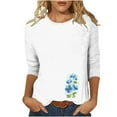 thumbnail image 1 of Charella Women's Floral Printed Tops 3/4 Sleeve Flower Graphic Tee Casual Loose Fit Crew Neck Shirts (S, White 8), 1 of 4