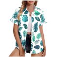 thumbnail image 1 of Charella Women's Hawaiian Button down Shirts Casual Floral Printed Short Sleeve Tops Summer Trendy Loose Fit Blouses (5XL, Blue), 1 of 6