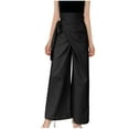thumbnail image 1 of Charella Women's Linen Pants High Waisted Wide Leg Tie Front Fashion Loose Fit Trousers Lightweight Pants (M, Black), 1 of 7