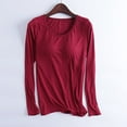 thumbnail image 1 of Charella Women 's Modal T Shirt Bra Long Sleeve Pajama Padded Yoga Top Casual Top Tee Wine,S, 1 of 6
