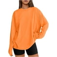 thumbnail image 1 of Charella Women's Oversized T-Shirts Crew Neck Long Sleeve Tops Basic Solid Color Tee Casual Loose Clothes (2XL, Orange), 1 of 7
