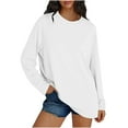 thumbnail image 1 of Charella Women's Oversized T-Shirts Crew Neck Long Sleeve Tops Basic Solid Color Tee Casual Loose Clothes (XL, White), 1 of 8