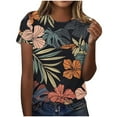 thumbnail image 1 of Charella Women's Short Sleeve T Shirts Summer Floral Printed Crew Neck Casual Loose Tops Trendy Classic Tunic Blouses (3XL, Multicolor 13), 1 of 4