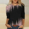 thumbnail image 1 of Charella Women's Spring 3/4 Sleeves Shirts Mid Length Sleeves Casual Shiny Pullover Tee Tops Blouse Black,6, 1 of 5