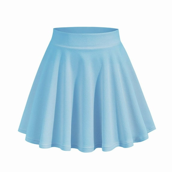Charella Women's Summer A-Line Skirts Women's Design High Waist Sexy Short Skirts Mini Skirts Light Blue,L