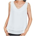 thumbnail image 1 of Charella Women's Summer Tank Tops Sleeveless Chiffon Double Layers Blouses Loose V Neck Casual Solid Color Shirts (M, White), 1 of 1