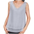 thumbnail image 1 of Charella Women's Summer Tank Tops Sleeveless Chiffon Double Layers Blouses Loose V Neck Casual Solid Color Shirts (XL, Gray), 1 of 1