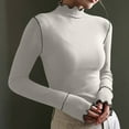 thumbnail image 1 of Charella Women's Turtleneck Knitted Basic Shirt Casual Long Sleeve Slim Fitted Tops White,10, 1 of 7