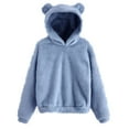 thumbnail image 1 of Charella Womens Athletic Fuzzy Hoodies Cute Pullover Hoodie for Women Zip Oversized Plush Hoodie with Pockets Blue,XL, 1 of 4