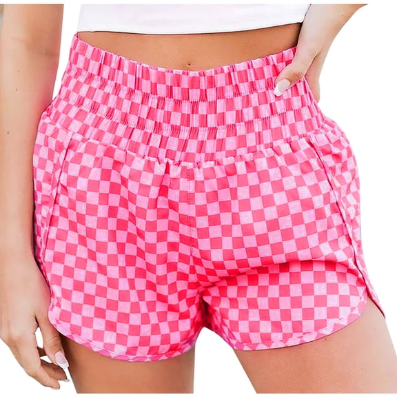 Charella Womens Fashion Casual Short Pants Spring Summer Floral Animal Printing Loose Shorts Hot Pink,M