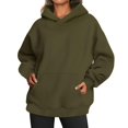 thumbnail image 1 of Charella Womens Fleece Hoodies Pullover Sweatshirts Casual Fall Jackets with Pockets Y2k Clothes Army Green,XL, 1 of 5